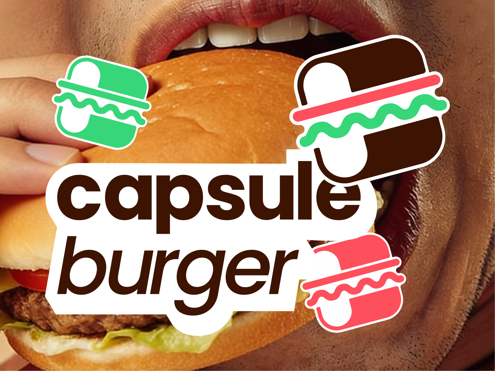 Capsule Burger Logo and Visual Design brand branding burger capsule design food graphic design inspiration logo modern restaurant trend vector