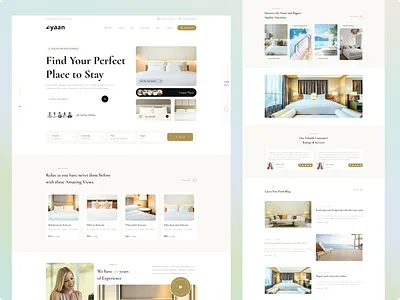 Ayaan - Hotel Booking Landing Page Design 3d animation booking branding clean design hotel booking illustration landing page latest light logo minimal modern trending typography ui ux vector website