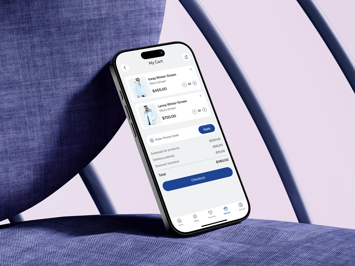 eCommerce Fashion and Apparel Mobile App - My Cart Screen Design