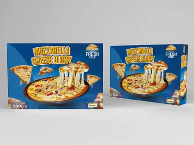 Mozzarella Cheese Block Box Packaging 3d box box design cheese cheese block design graphic design label mozzarella cheese packaging design sticker