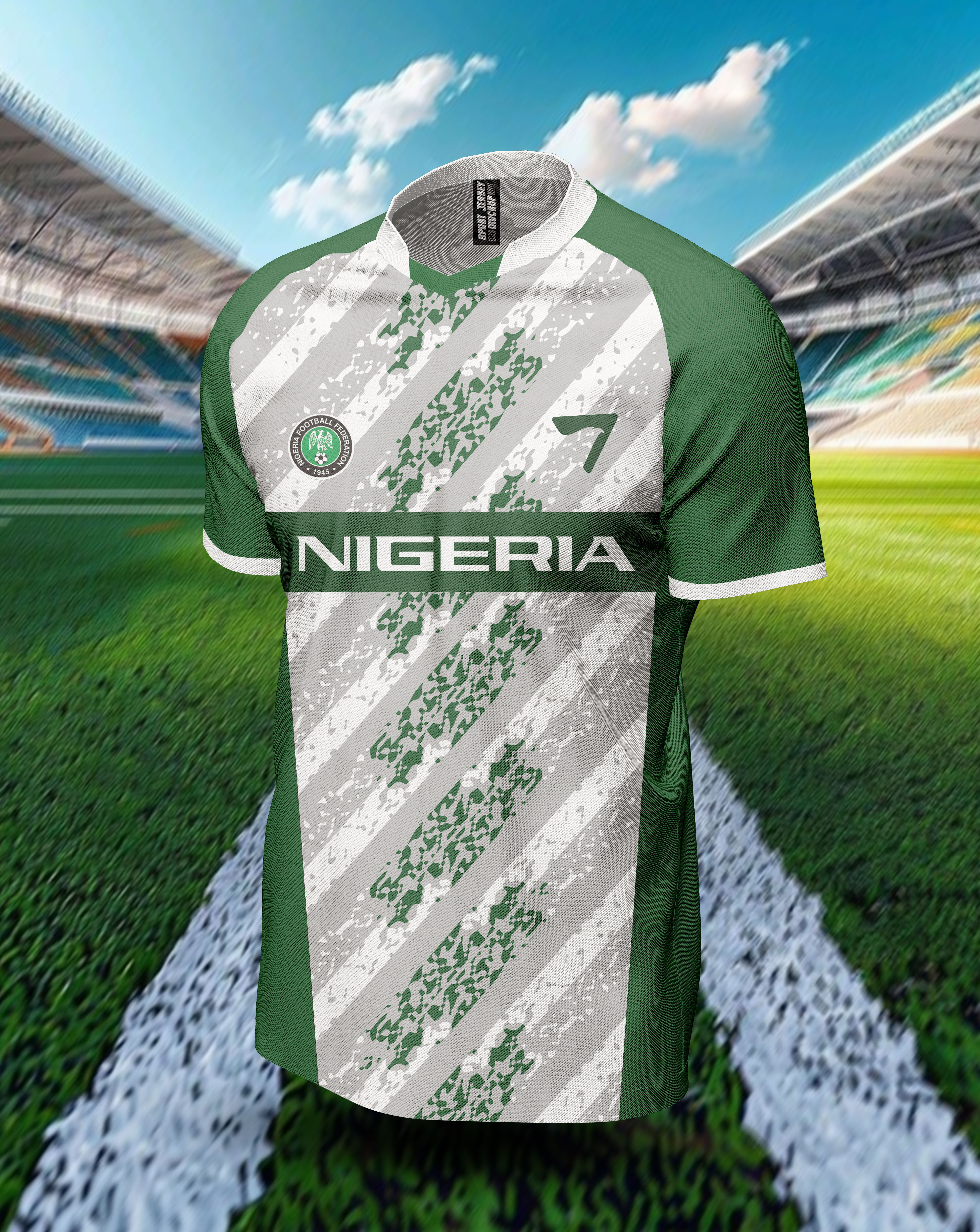 Custom Jersey design for Nigerian club cricket custom design football graphepical graphic design green illustration jersey design kit nigerian jersey print ready soccer submission tweamwear unique vector white
