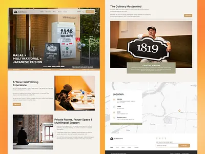 Halal Haven – Multinational Japanese Fusion Restaurant Website cafe design dark mode elegant ui figma design food ordering landing page luxury design menu design minimalist design mobile friendly mobile ux reservation ui responsive design restaurant ui restaurant website seo design sushi ui ui animation web design website prototype