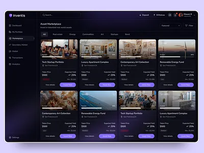 RWA-Tokenized Marketplace ai crypto crypto currency crypto exchange crypto trading crypto wallet dashboard design design finance real world assets dashboard rwa dashboard rwa design rwa marketplace rwa tokenized marketplace web web 3 web design webdesign website website design