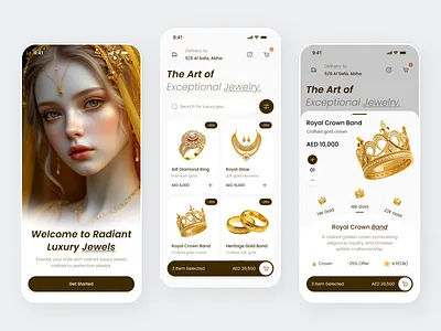 Jewelry Shopping Mobile App Design ai ecommerce app app designer ecommerce app fashion app futuristic app ios app designer jewellery shop jewelry jewelry app jewelry ring jewelry store luxury app luxury shopping mobile mvp app shopping app ui designer ux designer