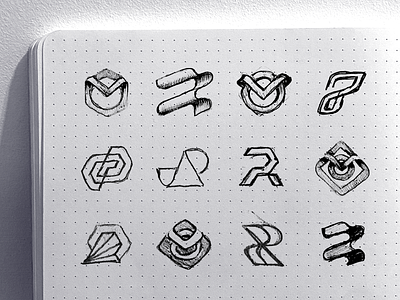 Draft Logo Sketches for Rely analytics branding consulting data draft drawing graph identity letter r logo marketing monitoring owl pencil sass sketches software