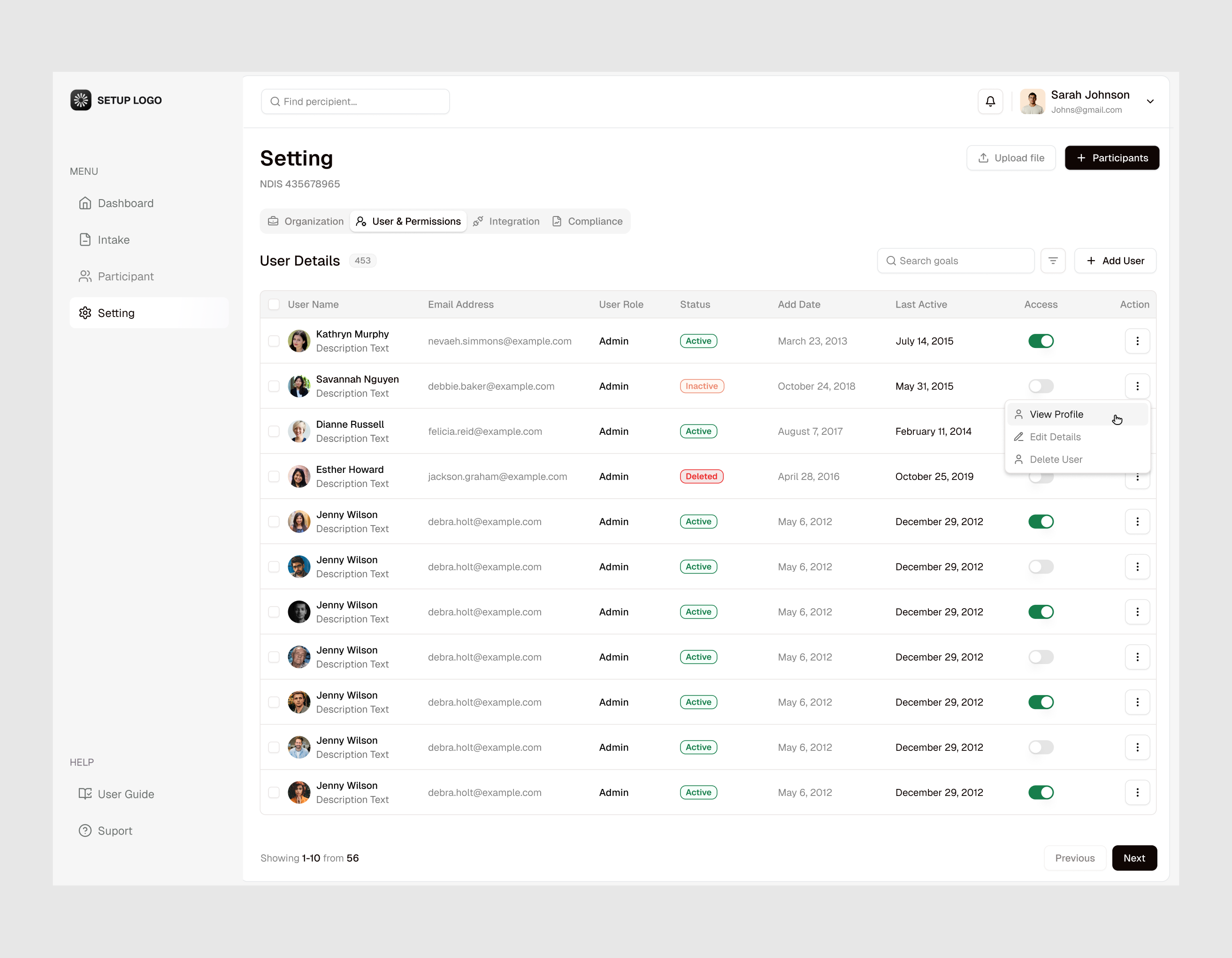 Settings Page- User Permission account settings admin admin settings company settings manager members organization product design saas settings settings page user permission sidepanel software ui user user management user permission user role user settings web app