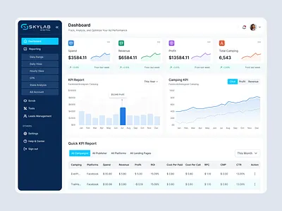 Ad Performance Dashboard UI UX Design analytics dashboard app design business analytics clean design dashboard design dashboard ui data visualization finance dashboard minimal design modern interface performance dashboard product design report dashboard roi dashboard saas dashboard ui ui design user interface ux design web design