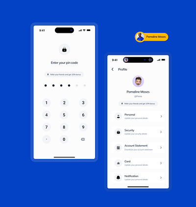 A profile UI design fintech payment profile redesign ui uiux ux