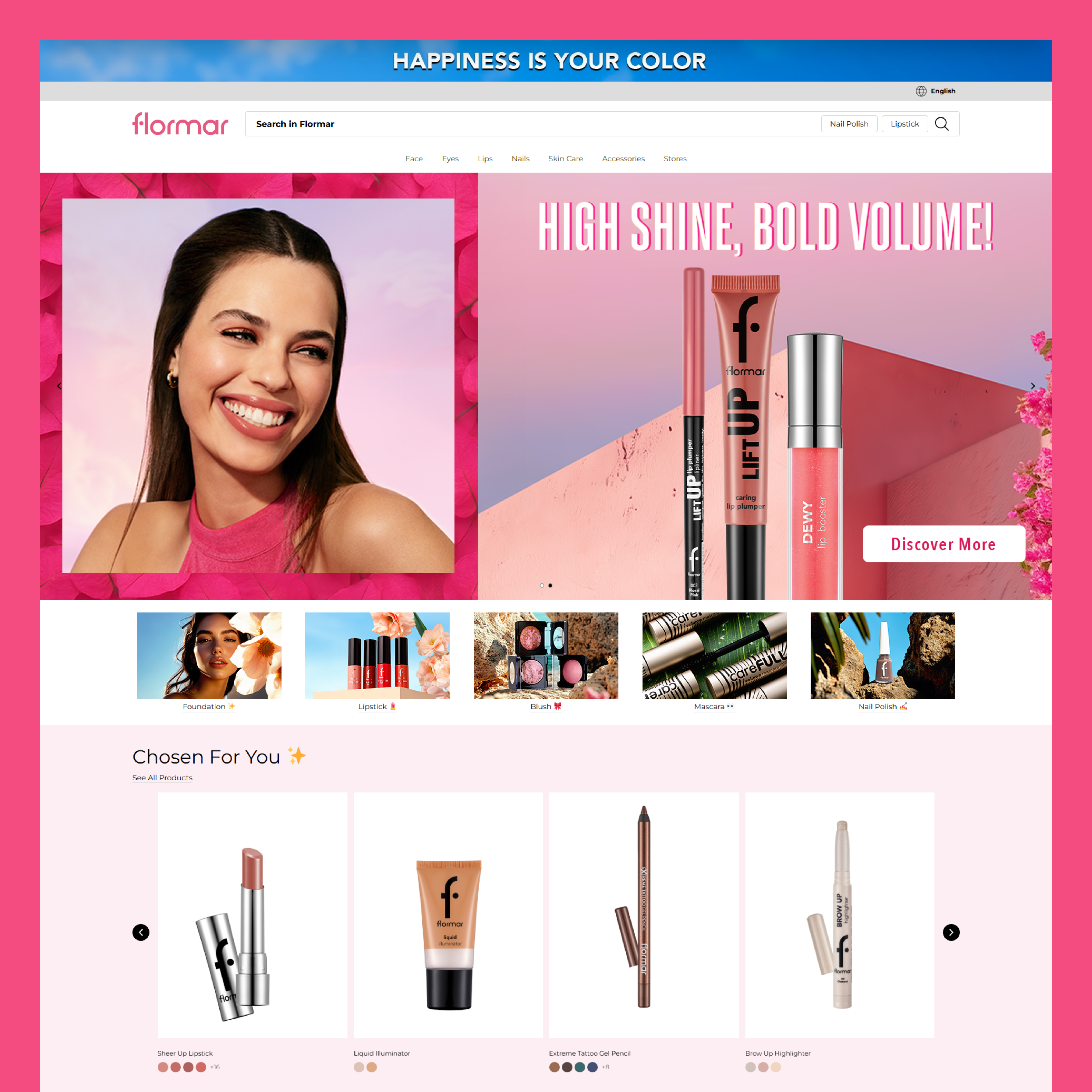 Beauty & Cosmetics Ecommerce Website Design 3d animation branding canva cosmetics design ecommerce eiz graphic design illustration logo motion graphics ui vector webflow website wordpress