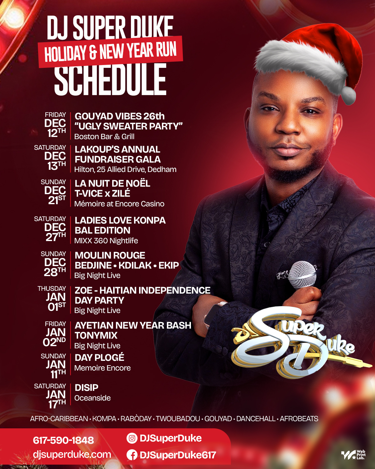 Flyer DJ SuperDuke for Holiday & New Year Schedule chrismas design dj flyer flyes graphic design layout poster poster red schedule