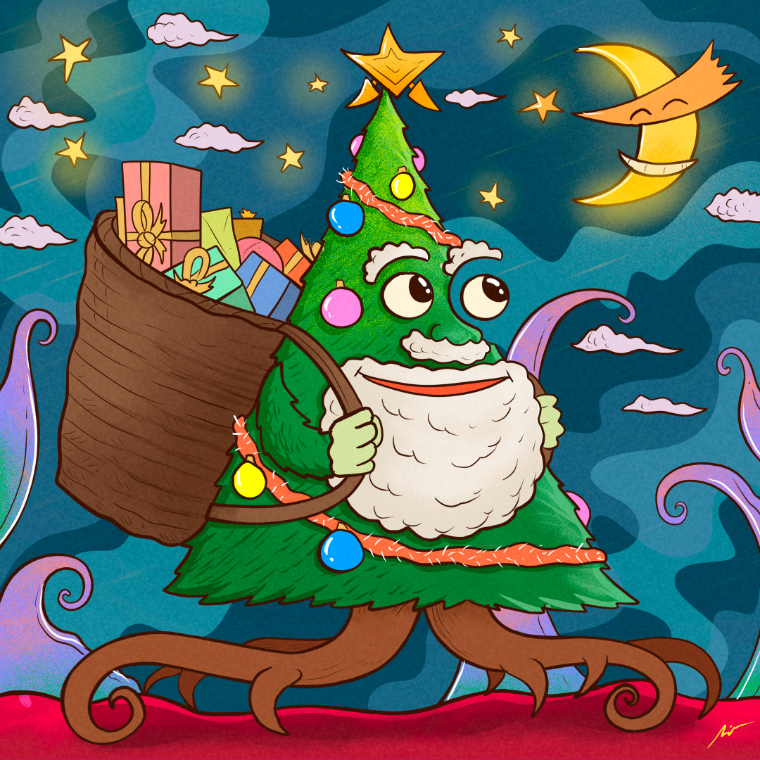 "Santa Tree" art branding cartoon christmas color pencil cover design draw dream illustration music tree water ink