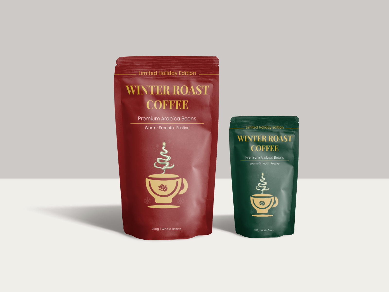 Winter Roast Coffee Packaging Design ☕ brand identity branding coffee brand coffee packaging coffee pouch design food packaging label design mockup packaging design product design