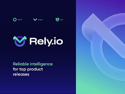 Rely.io Logo Design app arrow brand branding customers identity it logo logodesign objectives owl platform product saas service simple sre symbol tech vision