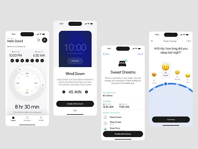 Sleep Tracker App Design app app design health app healthtech mobile mobile app design pixelnaiem sleep sleep app sleep tracker sleep tracker app design sleep tracking smart health