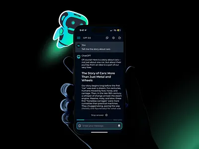 Artificial Intelligence App ai ai app ai chat ai design app at bot black theme bot branding flutter logo ui ux