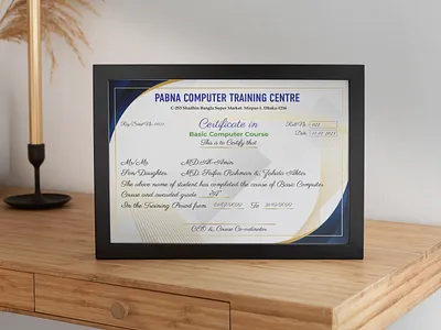 Pabna Computer Training Center Certificate Design | Basic Com behance portfolio branding course completion certificate design formal certificate design graphic design illustration institution certificate learning certificate marketing modern certificate skill development certificate typography design