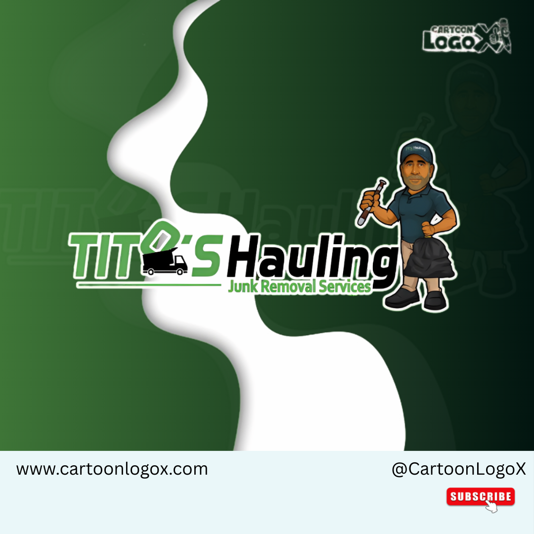 Custom Cartoon Logo & Branding for Tito’s Hauling | CartoonLogoX brand identity branding business branding cartoon logo cartoonlogox creative branding custom logo design graphic design illustration design junk removal branding logo logo design mascot design small business branding visual identity