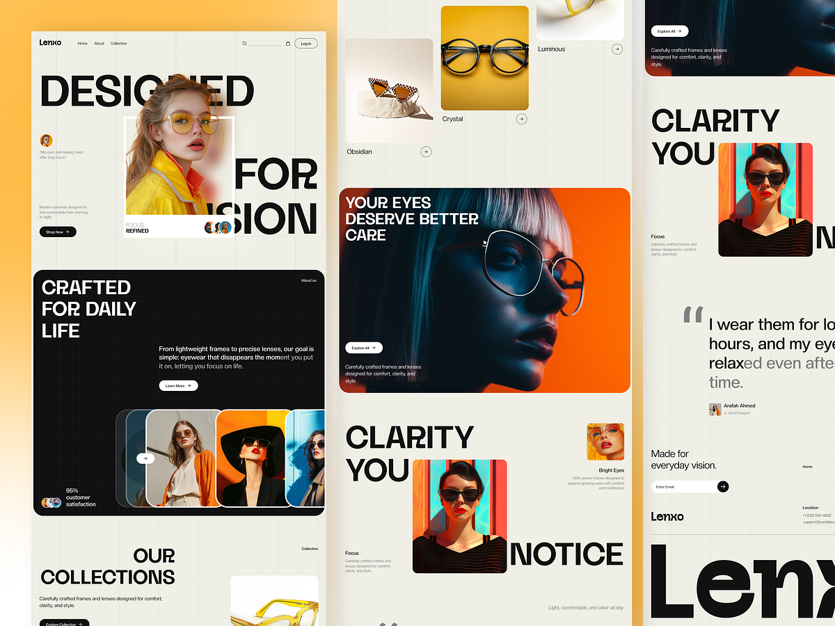 Lenxo - Eyeware Landing Page Design