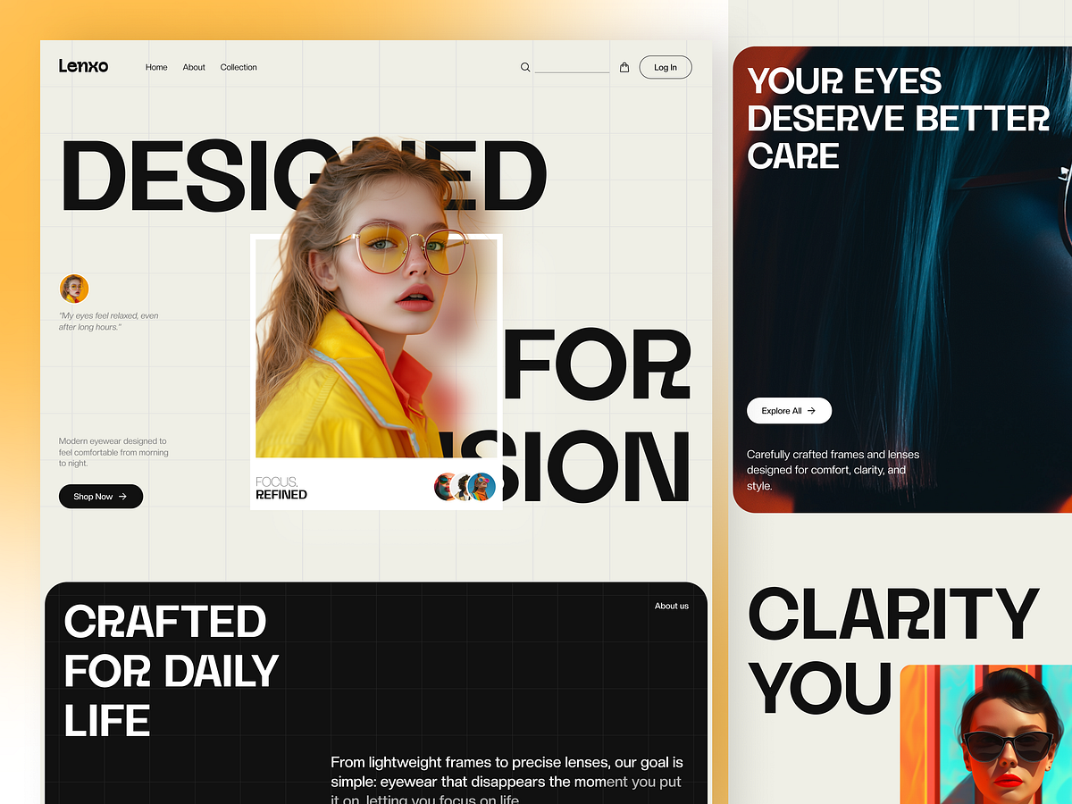 Lenxo - Eyeware Landing Page Design Image 0