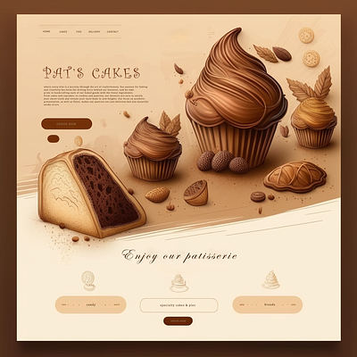Pastry Baker homepage design adobe beautiful brown call to action design figma hero illustration illustrator photoshop ui ux web page webdesign