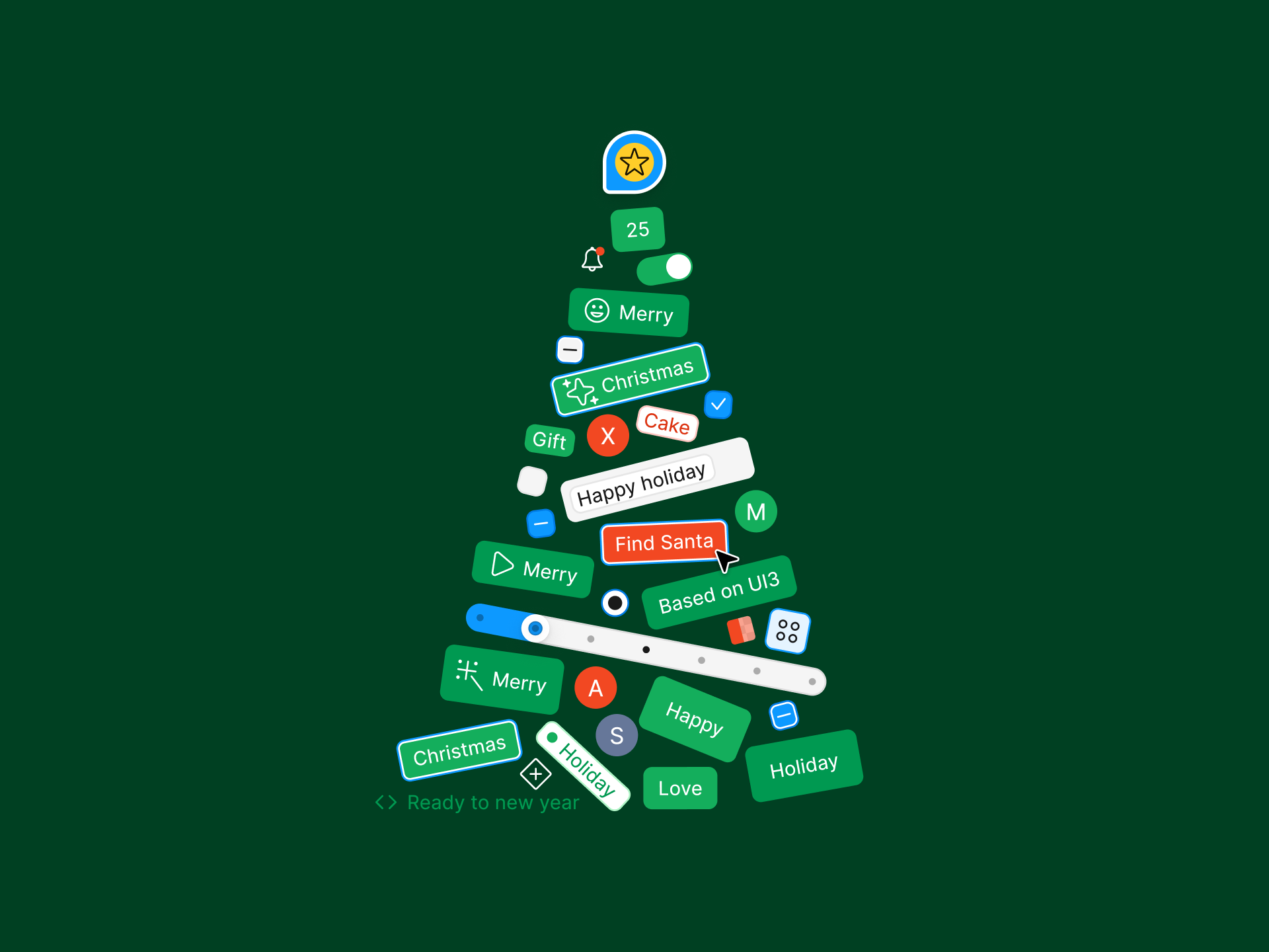 Merry christmas with components christmas christmas tree components design system figma flat tree