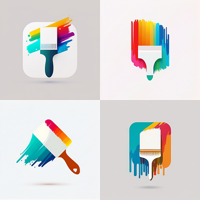 Paint brush icons adobe beautiful colorful design icons logo paint brush