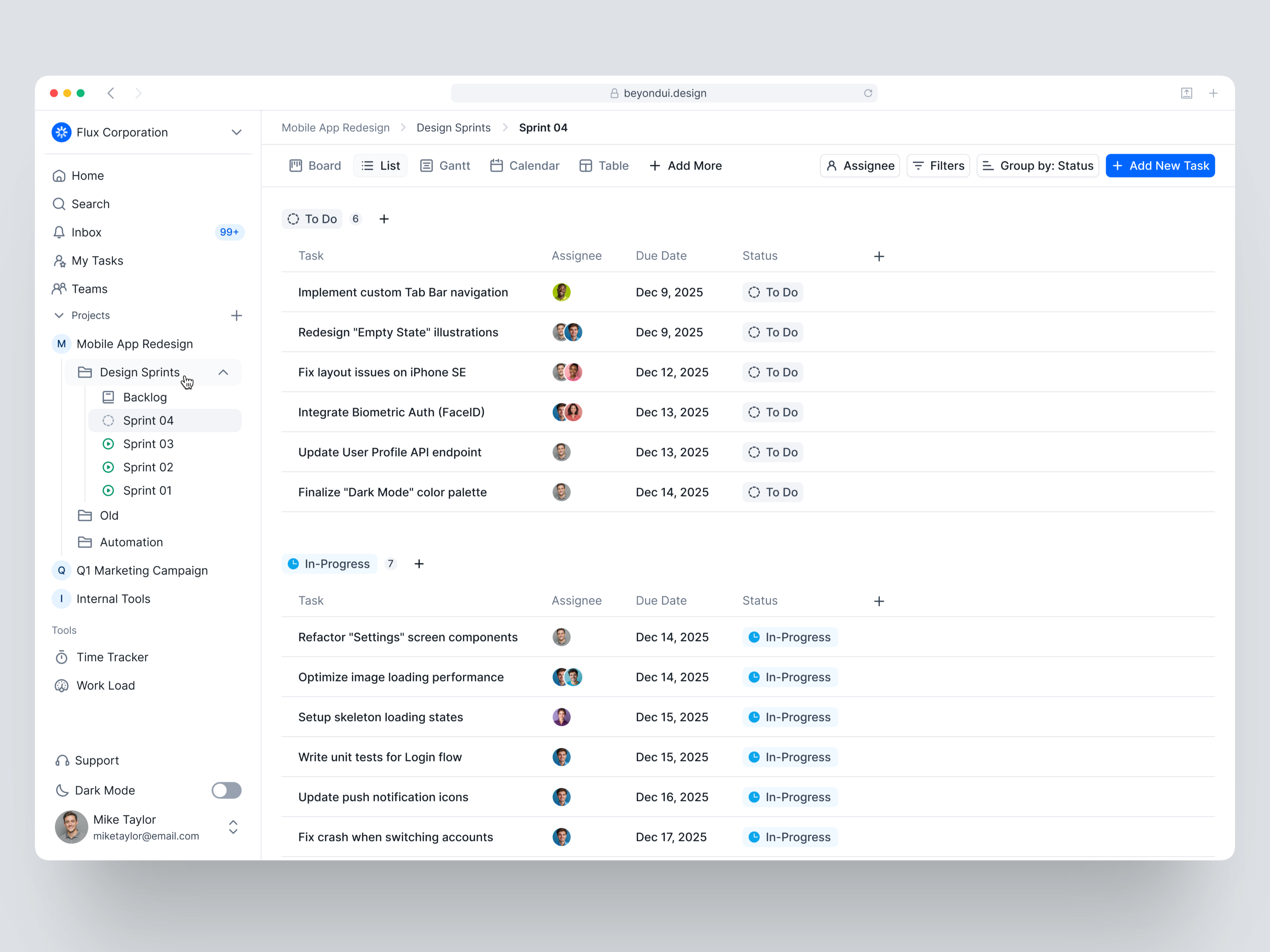 Product Management Tasks - Beyond UI board pm app pm ui product design product management app product management saas saas saas ui task list tasks ui design
