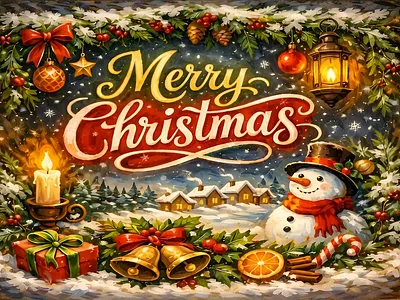 Merry Christmas 2025 2d animation artwork branding bright lights challenge christmas christmas decorations holiday illustration logo merry merry christmas motion graphics present snow snow man