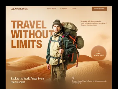 Worldiva - Travel Agency website design adventure adventure website design destination landing landing page minimal travel design seative tourism platform travel travel agency website travel header design travel ux travel website ui uiux design vacation vacation website website