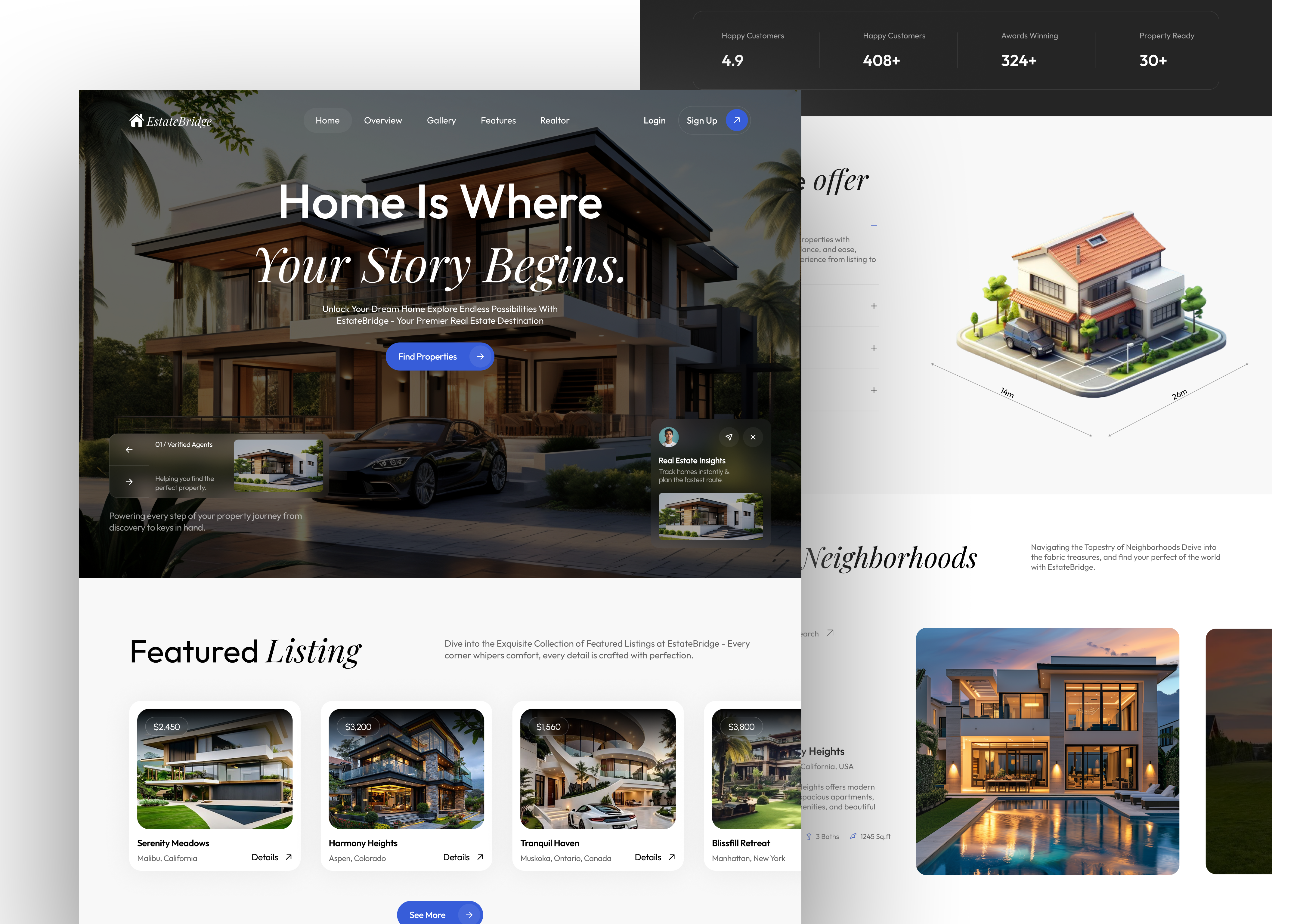 Real Estate Website Design figma landing page mobile app design real estate real estate website ui ux design web design