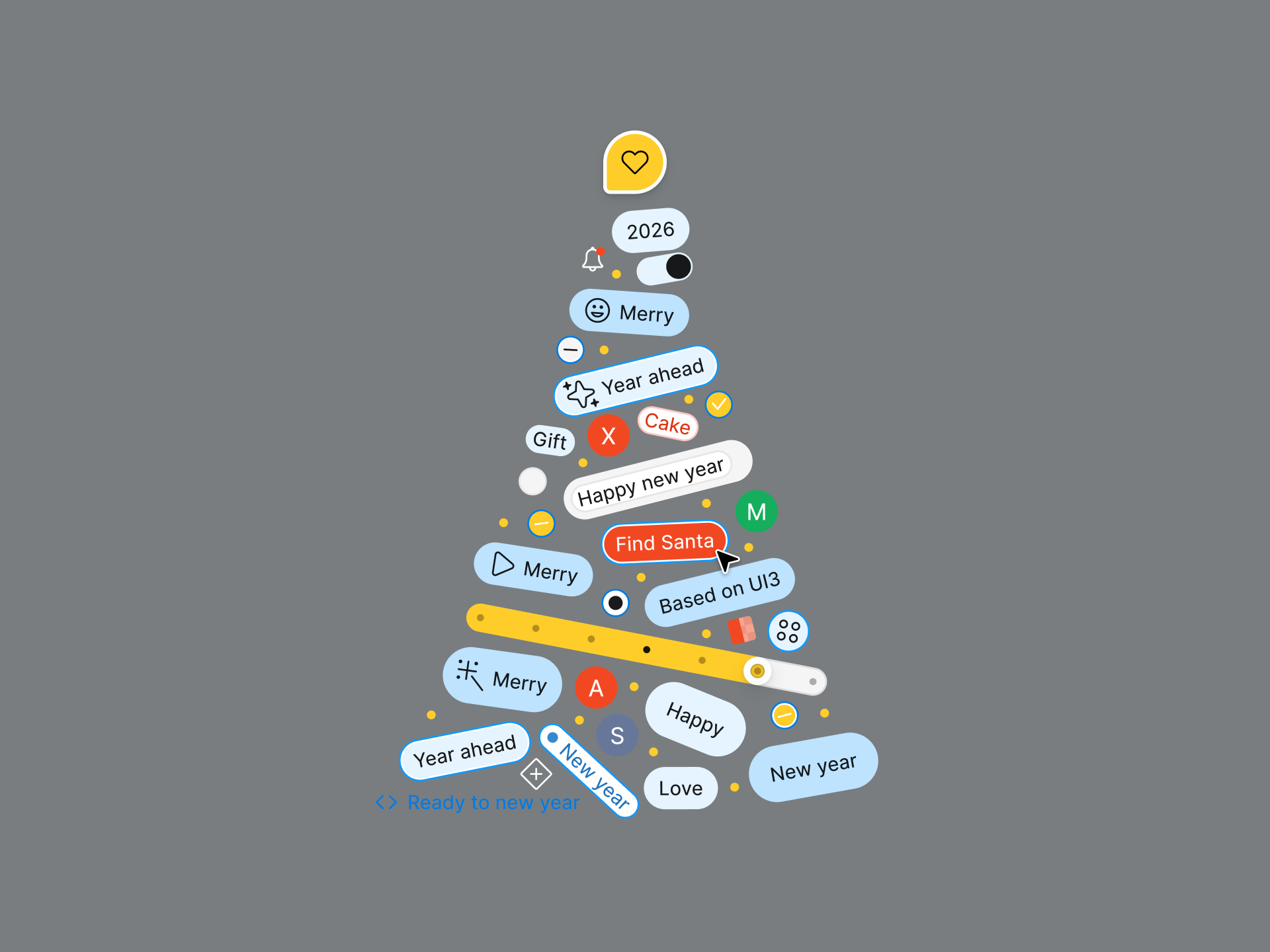 Happy new year with components 2026 christmas tree components design system figma flat happy new year new year tree