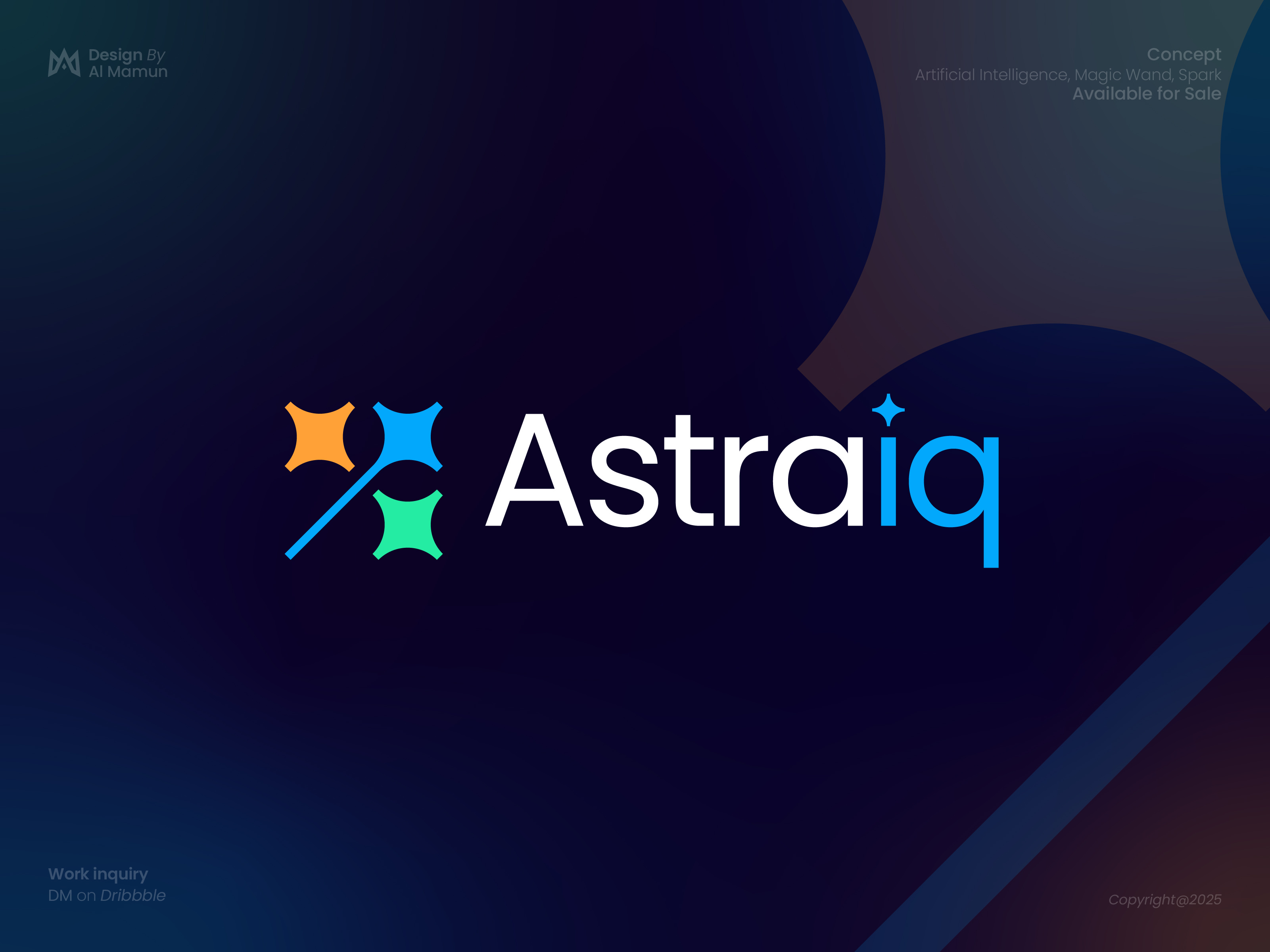 Astraiq - Artificial Intelligence Logo Concept ai artificial intelligence brand identity brand mark branding chat bot generative ai identity iq logo logo design logo designer logo icon logo mark magic marca modern logo spark star timeless