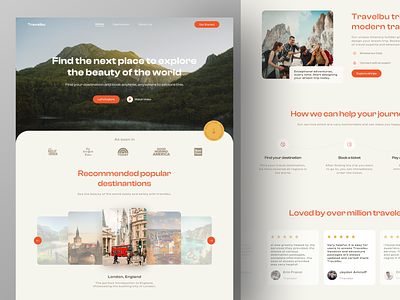 Travelbu - Travel Landing Page adventure clean design destination explore journey landing page landingpage simple travel traveling travelling ui uiux ux vacation web web design website website design