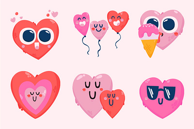 Heart Emoji Sticker Characters Illustration character day emoji heart illustration love romantic sticker valentine vector