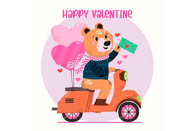 Love Card Greeting Illustration bear card day greeting happy heart illustration love romantic valentine vector