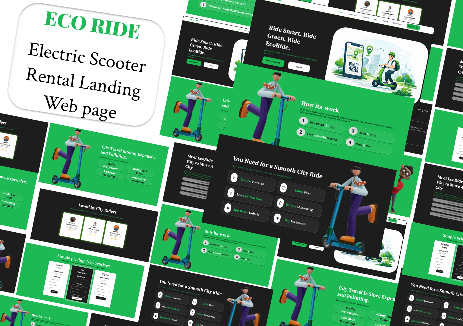 ECO RIDE LANDING WEB PAGE design design for social graphic design landing page prototype ui uiux ux web landing page