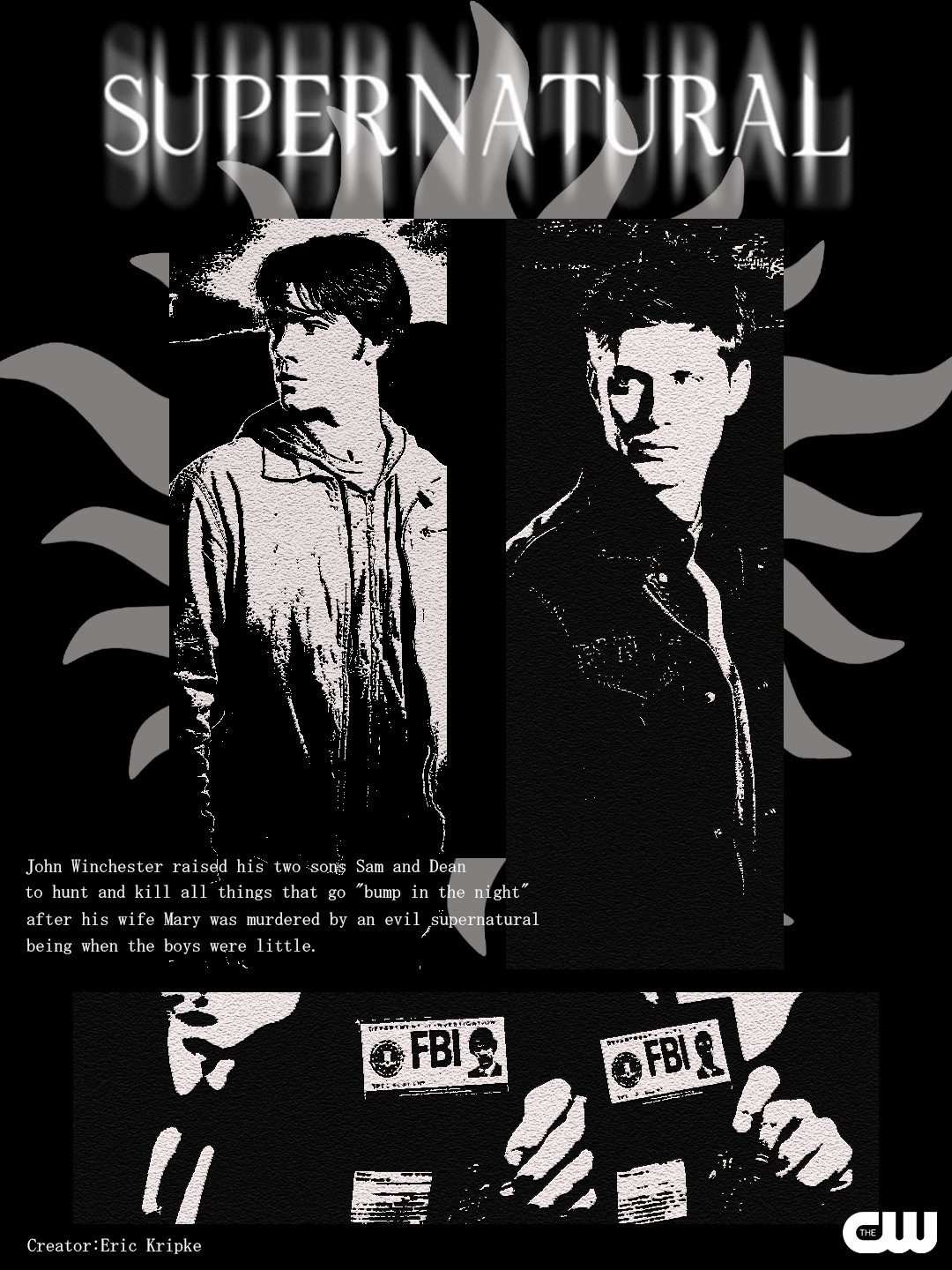 Supernatural - Poster Design character poster cinematography dean dean winchester design designer film poster graphic design graphic designer john winchester motion graphics movie poster poster poster design sam sam winchester serial supernatural supernatural poster winchester