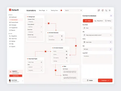 AI Automation Dashboard ai ai automation ai content generator ai dashboard automation platform automation ui dashboard design modern dashboard nocode automation product design saas dashboard saas ui ui ux design web app design workflow automation