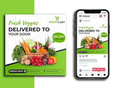 FreshCart - Social Media Advertisement Design ad copy design animation branding graphic design post design social media poost socialmediapostdesign