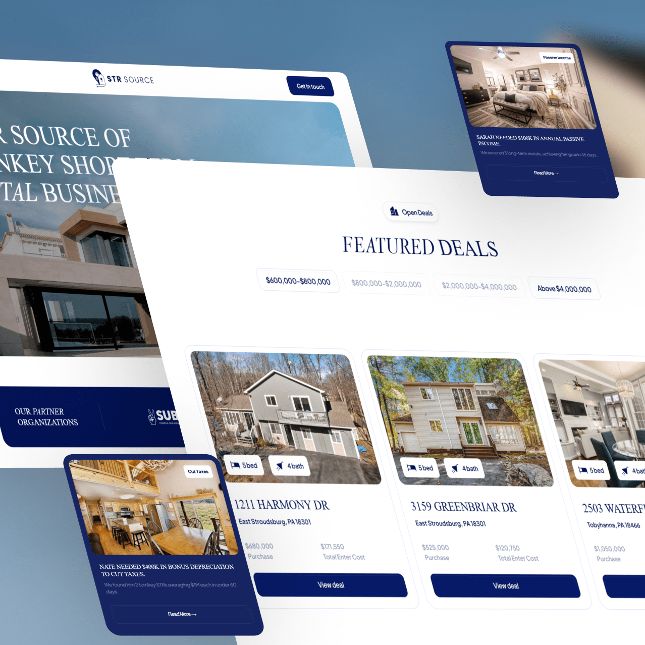 Modern Website for STR Property Investors digital strategy mobile design property investment real estate real estate website seo short term rentals squarespace uxui web design