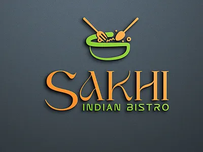 Sakhi Indian Bistro - Brand Identity & Signage bistro branding branding food logo graphic design indian food logo orange and green restaurant logo signage design typography