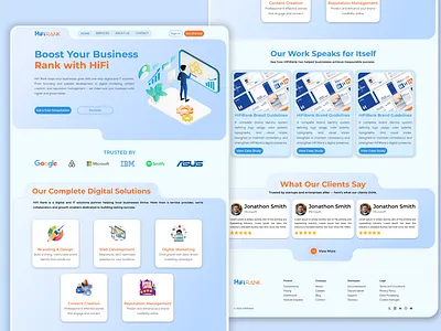 Digital Agency Landing Page UI Design agency website b2b blue clean ui corporate ui digital marketing figma landing page service page ui uiux web design