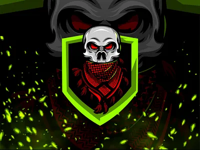 Mascot Character Illustration Toxic Skull Emblem aggressive mascot competitive gaming cyber skull cyberpunk style dark gaming logo edgy logo design esports emblem futuristic emblem gaming mascot modern esports logo neon green logo shield logo skull character skull logo streamer logo tactical skull toxic style