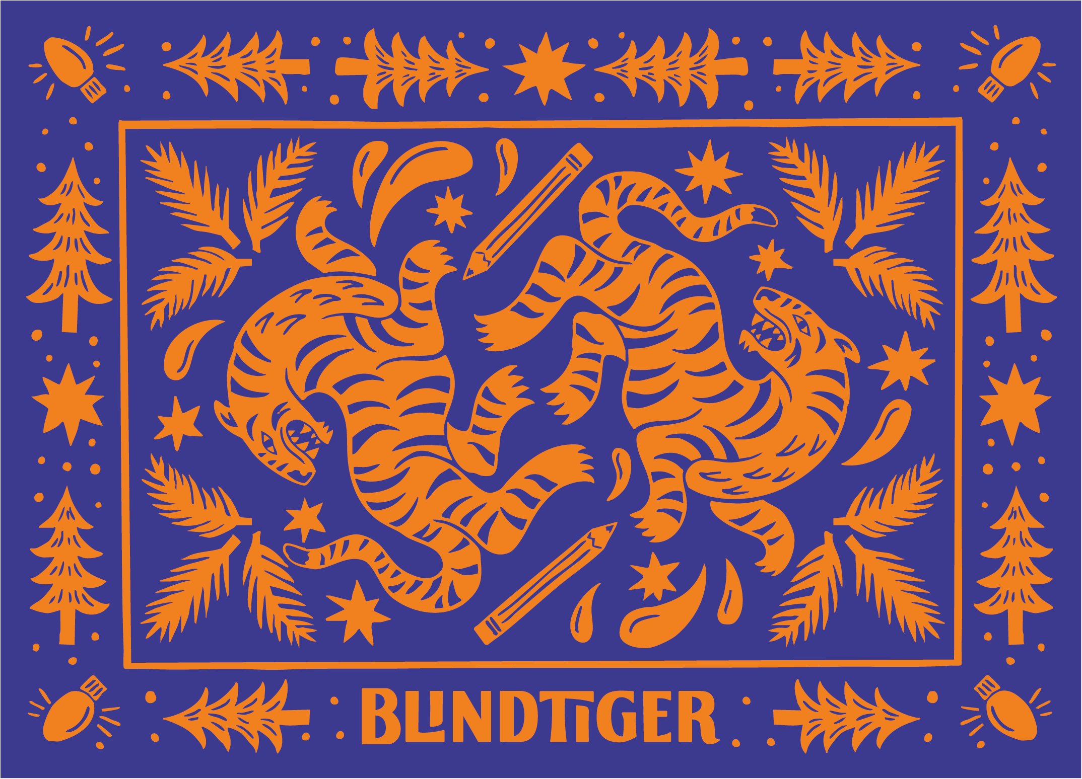 Blind Tiger Design Christmas Card card graphic design illustration snake tiger