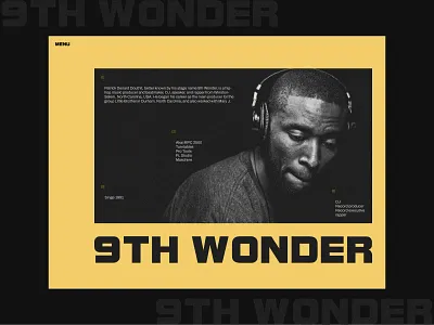 Hero Section - 9ht Wonder 9ht wonder art directed concept hero design dj editorial editorial design figma framer graphic design hero section hiphop layout music music producer tipography ui user interface web design website