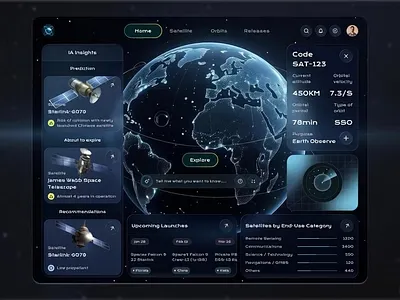 Satellite Monitoring Dashboard Panel Web NASA UI Concept analytics artificial intelligence branding dashboard data visualization futuristic innovation inspiration monitoring system nasa panel dashboard realistic satellite space technology trend ui web user interface webdesign