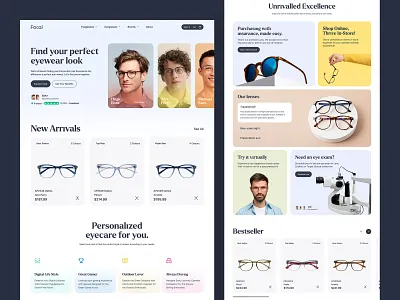 Eyewear Website Design commerce design ecommerce eye wear glasses glasses shop landing page ui web web design webdesign website