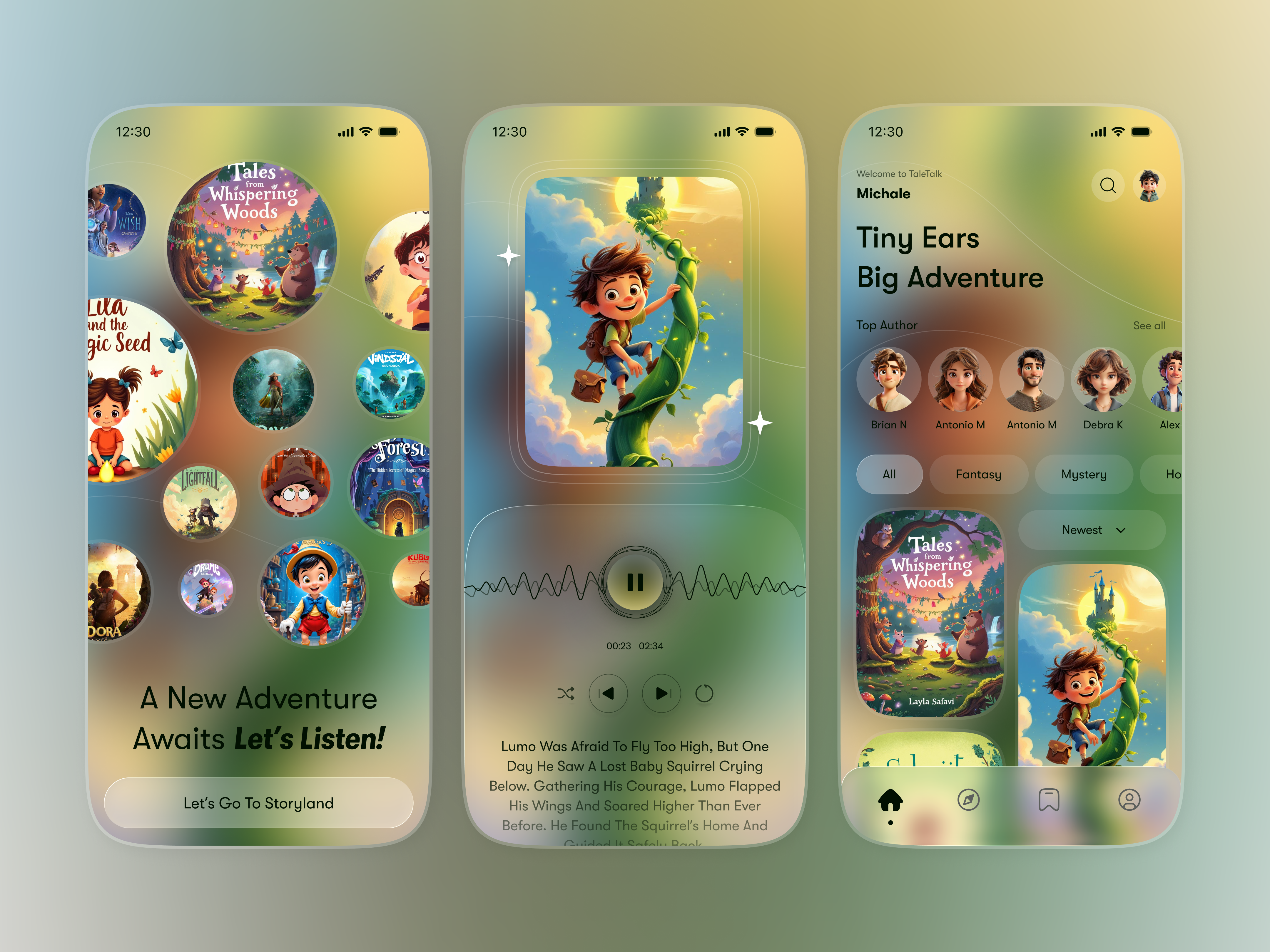 Kids Audio Book Mobile App app ui audio book audio story e book edtech app education app fun ui illustration kids app learning platform mobile app online book reading app story ui ux design