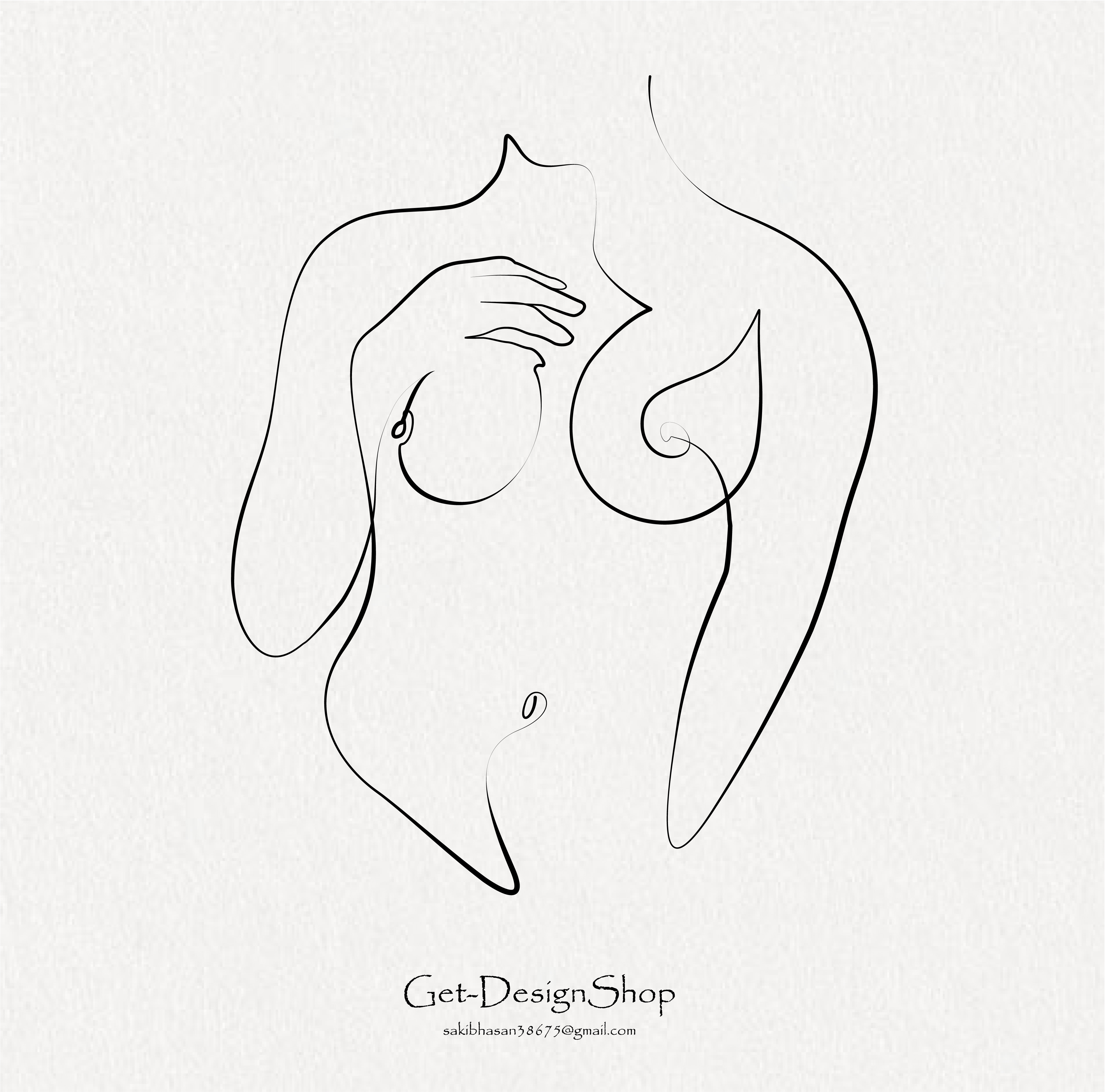 Example of Minimal Printable Line Art Body 