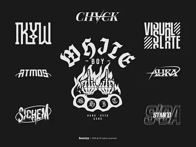 Streetwear Logo Exploration – Bold Typography Branding Concepts apparel design brand identity branding design clothing design custom logo fashion brand logo design merch design streetwear design streetwear logo t shirt design typography urban design urban logo wordmark logo y2k logo